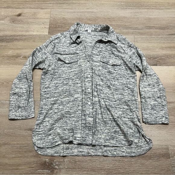 Standard James Perse Gray Heathered Button Down Shirt Size 2 Medium - Picture 1 of 7